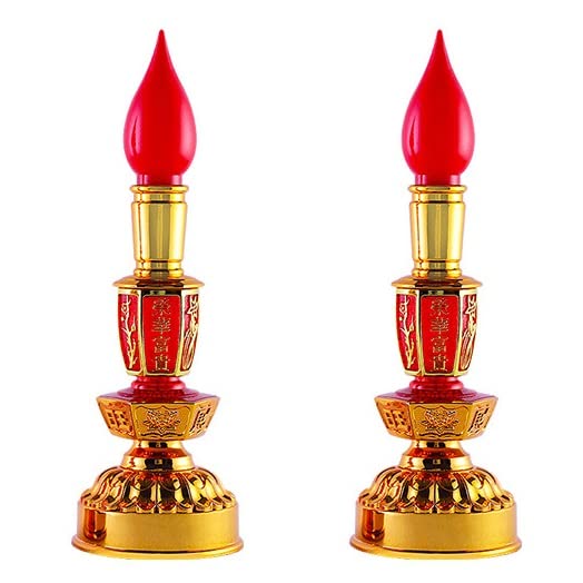 Dubbele Heldere Elektrische Kaars, Boeddhistische Leveringen Kaarsverlichting Led Low Power Chinese Stijl Traditionele Retro Boeddhistische Decor Lamp M