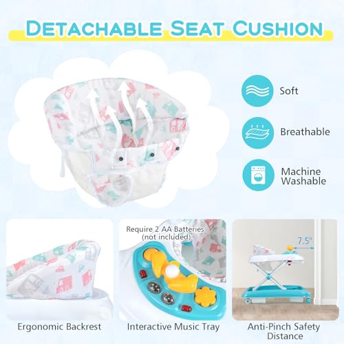 Image of BABY JOY Baby Walker, 4 in 1 Foldable Activity Walker with Adjustable Height, Music, Lights, Anti-Rollover Toddler Push Walker, Baby Walker with Wheels for Boys Girls 7-14 Months (Green)