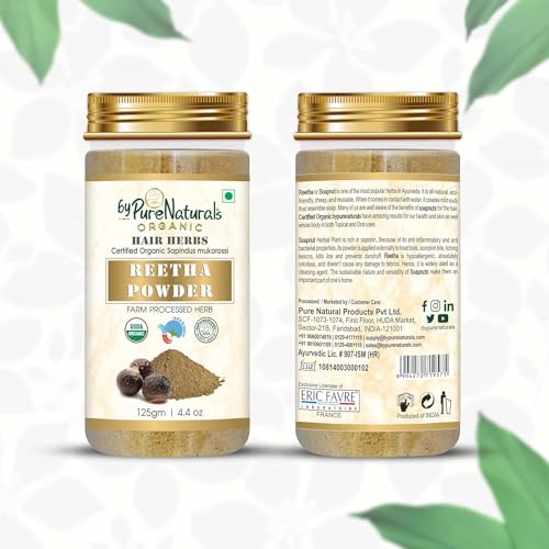 Image of byPureNaturals Aequo Organic 100% Natural Reetha Powder (Soapnut) 125gm