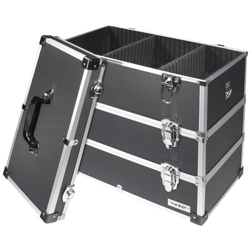 HMF 14661-02 Mallette à outils en aluminium vide, 3 étages, 44 x 45 x 24 cm, noir