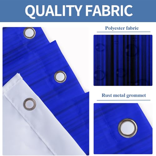 Image of AAtter Royal Blue and Black Shower Curtain, Ombre, 60x72 Inch, 12 Hooks | Abstract Striped Polyester Fabric, Dark Trendy Masculine Style, Cool Anime Design, Gradient Bathroom Decor for Men Teen Boy