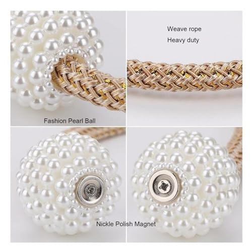 Image of TIED RIBBONS Set of 2 Handmade Magnetic Curtain Tiebacks Magnetic (Rose Gold, 20.5 Inch) - Curtain Tie Backs Rope Holdbacks Curtain Holders for Window Sheer Drapes Indoor Outdoor
