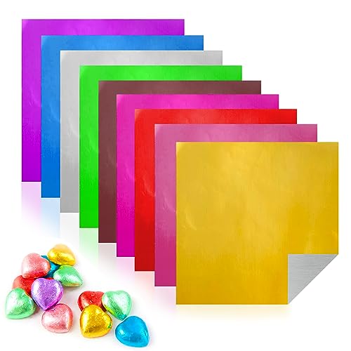 Candy Wrappers Chocolate Wrappers,900 Pieces Chocolate Wrappers Sugar Wraps Square Candy Wrapping Papers Aluminum Foil Paper for Caramel Candies Packaging Decoration (3.1 Inches)