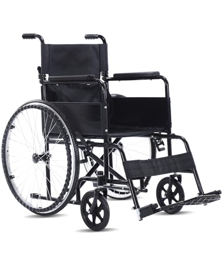 Broobey faltbar leicht Rollstuhl bis 120kg,Doppelbremsen Transportrollstuhl klappbar (10kg) mit Selbstantrieb für Senioren Broobey faltbar leicht Rollstuhl bis 120kg,Doppelbremsen Transportrollstuhl klappbar (10kg) mit Selbstantrieb für Senioren
