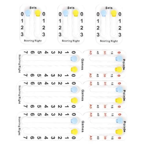 Tennis Score Keeper - Confezione da 3 racchette da tennis portatili, contatore punteggi, leggere, set di punteggi per giochi a punti, facile da montare, tabellone segnapunti conforme ITF, per