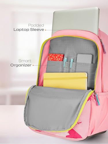 Image of Safari Neoflora School Bag For Girls, Capacity - 36L, 2 Compartments Backpack For kids Pink