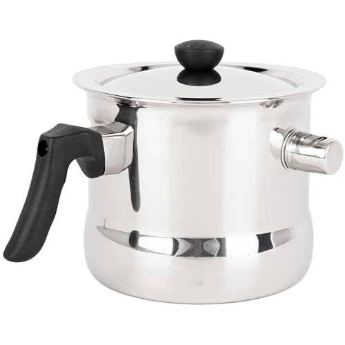KARL HAUSMANN Edelstahl Milchtopf Induktion - 1.5L - Doppelwandig Milchkochtopf mit Pfeife und Deckel - Simmertopf mit Bakelitgriff - Wasserbad Topf - Milchtöpfe - Milchkanne - Wassertopf - Kochtopf