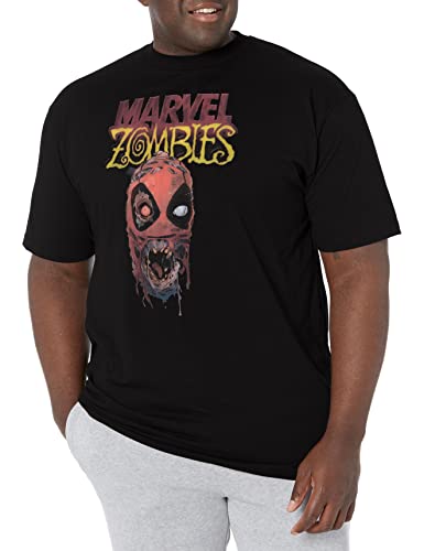 T-shirt Marvel tête de Deadpool vêtement homme noir coton manches courtes