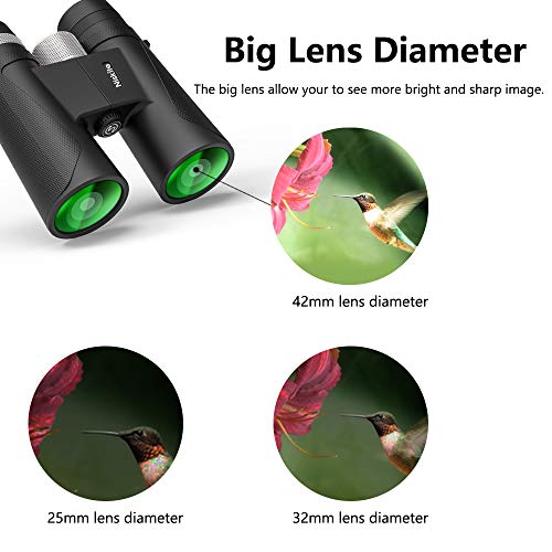 Compact Binoculars for Adults - High Power 12x42 Roof Prism Binocular with Low Light Night Vision,Waterproof Fogproof Binoculars for Bird Watching,Travel,Hunting,Wildlife,Concert - Thumbnail 5