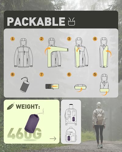 Image of 33,000ft Packable Rain Jacket for Women Waterproof Raincoats with Hood