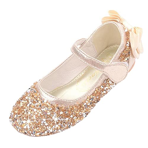 Girl's Adorable Bow Mary Jane Ballet Flat Glitter Princess Flower Girl Wedding Party Dress Shoes(Toddler/Little Kid)