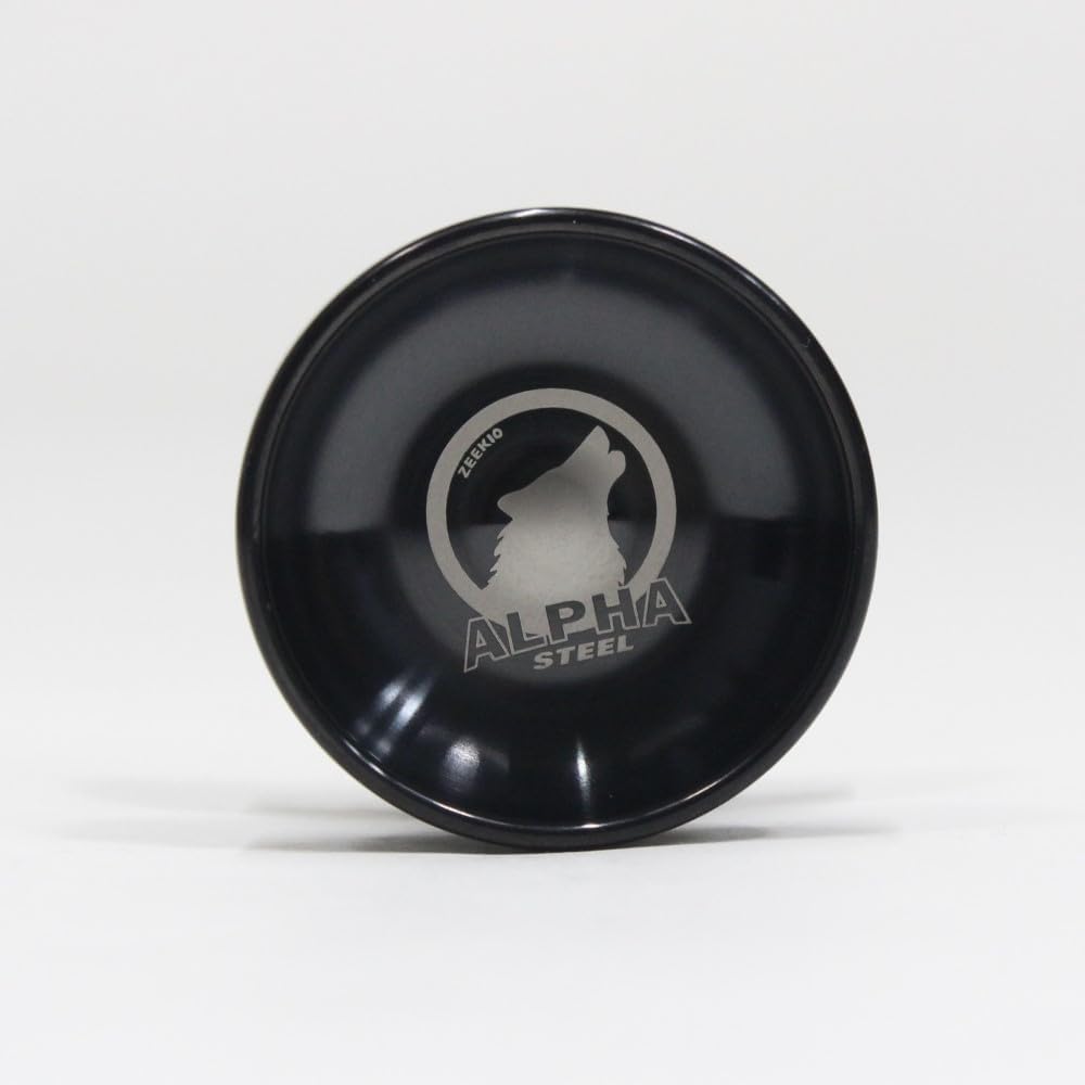 Zeekio Alpha Steel Yo-Yo - Organic Shaped Stainless Steel - Undersized YoYo with D Sized Bearing (Black -White Etching)