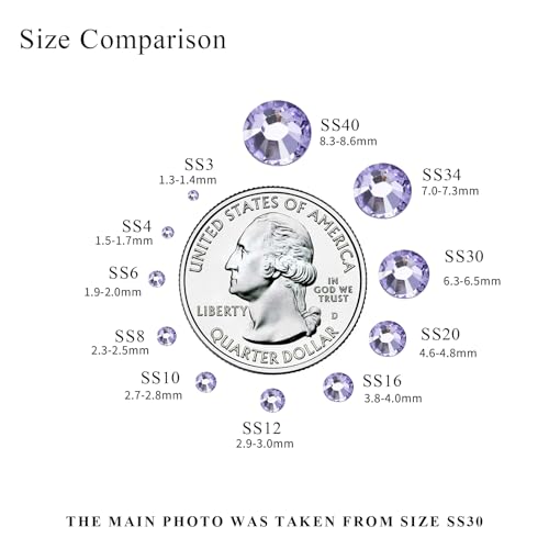 Image of 1440PCS SS10 Crystal Glass Flatback Rhinestones, Round Flat Back Crystal Gems for Nail Art and Craft Clothes, Glue Fix Diamond Stones Light Violet (2.7-2.8mm)