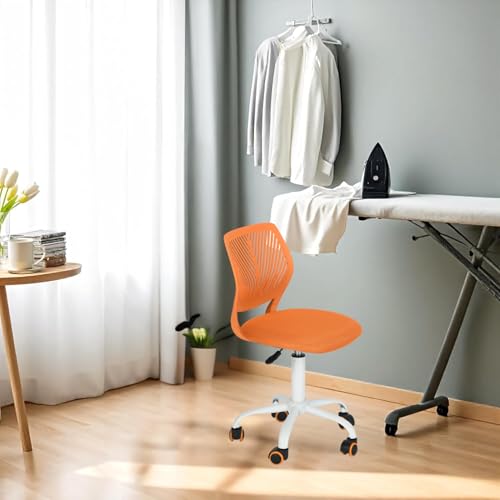 HOMYLIN 1 chaise de repassage avec roulettes, chaise ergonomique réglable en hauteur, parfaite pour scène de repassage, buanderie, salle de couture, orange