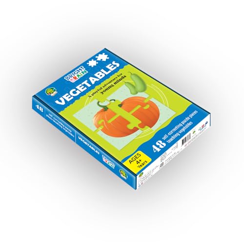 Image of The Book Tree Bright Brain Vegetables 48 Piece Jigsaw Puzzle for Preschoolers, Educational Toy for Learning Animals Family Food, Gifts for Kids Ages 3 to 6 by Majestic Book Club