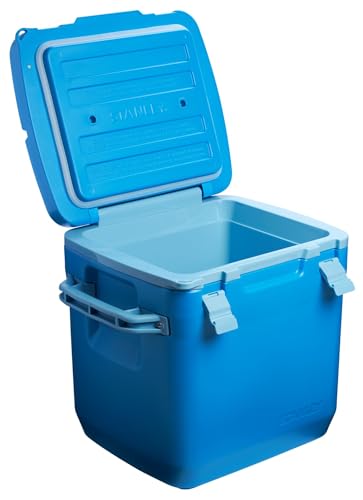 Image of Stanley Adventure Outdoor Cooler 30 qt | Heavy Duty Outdoor Camping Cooler with Easy Carry Side Handles | 4 Days Cooling Ice Chest for 40 Cans | Flat Top Doubles as Seat | BPA-Free | Azure