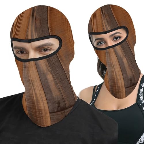 Máscara de esquí para hombres y mujeres, balaclava marrón con estampado de madera, máscara facial térmica, protección contra el frío, equipo de motocicleta, invierno miniatura 1