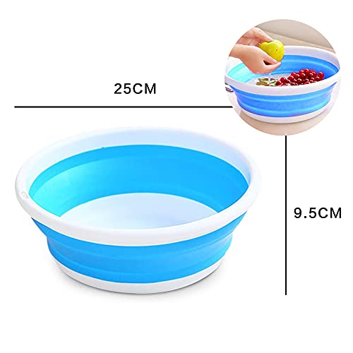 Glosoni Faltbares Multifunktions-Rundwaschbecken Runde Spülschüssel Waschkorb Faltbar Silikon Schüssel für Outdoor Reisen Camping Wander