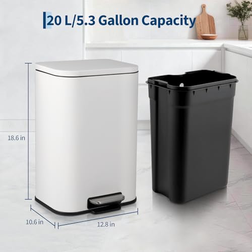 Caneca de basura rectangular 20L acero inox blanco miniatura 2