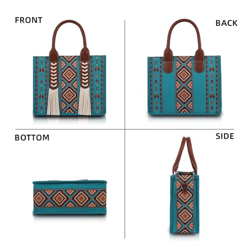 Dyalsa Tote Bag for Women Canvas Western Printed Purses Shoulder Boho Aztec Handbags with Ajustable Shoulder Strap3