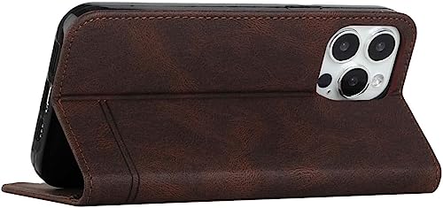 Étui portefeuille iPhone 14 Pro Max housse de protection antichoc marron - 6