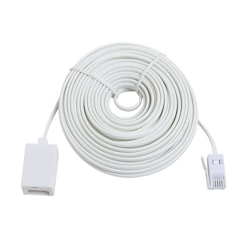 BT Telephone Extension Cable - Master Socket Extension Lead for UK Landline Phones Fax Machines & Broadband Routers -Telecom Cable with Standard BT Plug to Socket Connector (BT-6P4C-3M-1PC-WH)