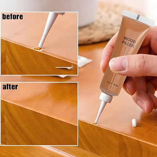 Image of Dark Walnut Wood Filler Kit,4 Color Woods Repair Kit,Scratch Cover for Dark Woods, Repair Cracks, Stains,Hole for Laminate Floor Door Table Cabinet, Restore a Finish for Wood Black,Walnut