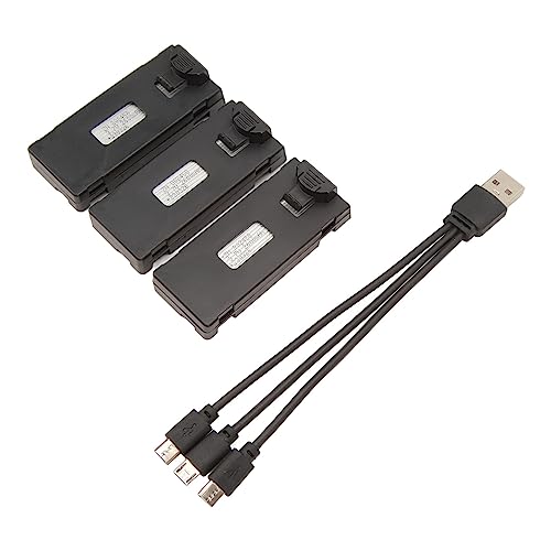 3 pièces 3,7 V 1800 mAh 2600 mAh Batterie Lithium RC Drone pour S6 G6 avec câble de charge 3 en 1, Batterie légère et portable pour drones RC pour E88...