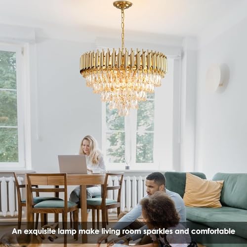 Image of Virya Chandelier for Living Room Modern Ceiling Light Jhumar for Hall Light for Living Room (Golden, 600mm)