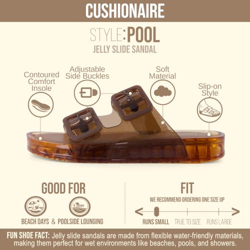 Image of CUSHIONAIRE Pool Slides for Women Water Resistant Double Buckle Adjustable Slip-On Womens Sandals for Beach Shower Casual Wear