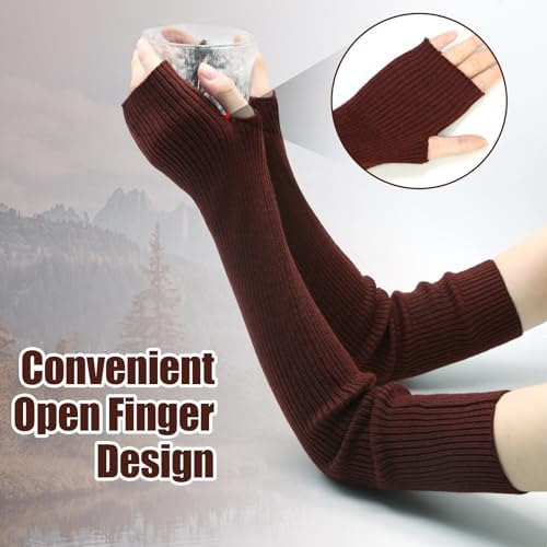 YATANAM Wool Blended Wrist Warmers Warm Fingerless Gloves Knit Soft Arm Warmers Sleeves Typing Mittens for Women