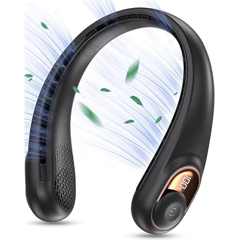 KIDEE Neck Fan, Portable Bladeless Neck Fans, Upgrade 360° Airflow, Super Quiet, 3 Speeds, 4000mAh Personal Wearable Neck Fan, Upgraded Cooling Air Volume USB Rechargeable Hands Free Fan Cover