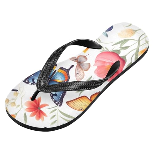 Mens Flip Flops Butterfly Rose Floewr Spring Sandal Flip Flops for Women Summer Beach Slipper 214B3302