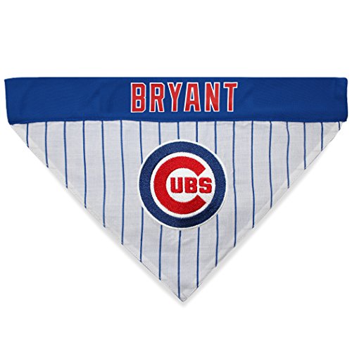Image of MLBPA Reversible Dog Bandana - Kris Bryant #17 Pet Bandana - MLB Chicago Cubs Home & Away Bandanna, Large /X-Large