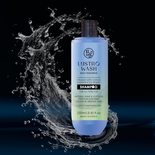 Image of Professional Lustro Wash Daily Radiance Shampoo | Argan Oil Shampoo for Hair Growth, Dry, Frizzy & Damaged Hair | SLS /SLES & Paraben Free | Professional Salon Shampoo | 250ml