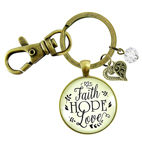 Gutsy Goodness Faith Hope Love Keychain Womens Inspirational Friendship Jewelry