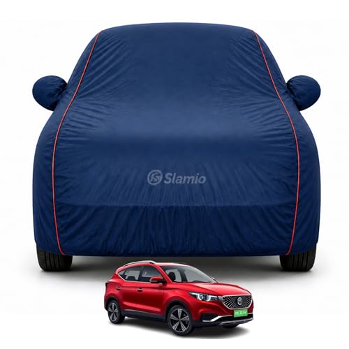 Image of Premium 100% Waterproof Car Cover for MG ZS EV Model | All-Weather, UV & Dust Protection | Heavy-Duty 3-Layer Fabric | Custom Fit with Mirror & Antenna Pockets | Navy Blue