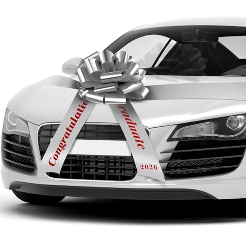 Lazo para coche de 50 cm plateado para graduación y cumpleaños