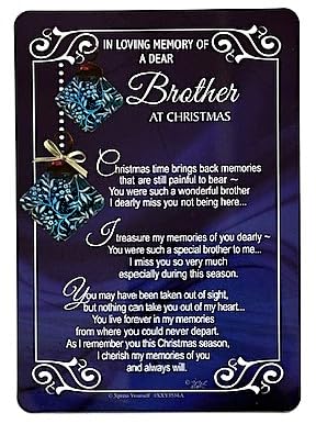 In Loving Memory of a Dear Brother at Christmas Grave Side Card, 15.24 x 10.16 cm, Beautiful Verse