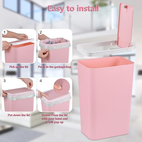 Image of Eleckey Small Trash Can with Lid(Pink) - 2 Pack