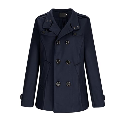 Men's Wool Jacket British Style Woolen Coat Regular Fit Shackets Vintage Trench Coat Lapel Collar Double Breasted Peacoat Uk Fall Lightweight Pea Coat 2024 Fall Cascual Outwear