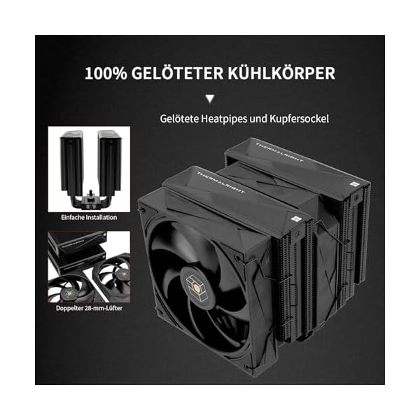 Thermalright Royal Pretor 130 Black CPU, 6 Heatpipes Kühlkörper CPUKühlung,TL-H12-X28 und TL-HD13-X28 Lüfter,kompatibel mit Intel LGA115X/1200/2011/1700/1851;AM4/AM5 Plattformen,Desktop-Tower-K - Image 5