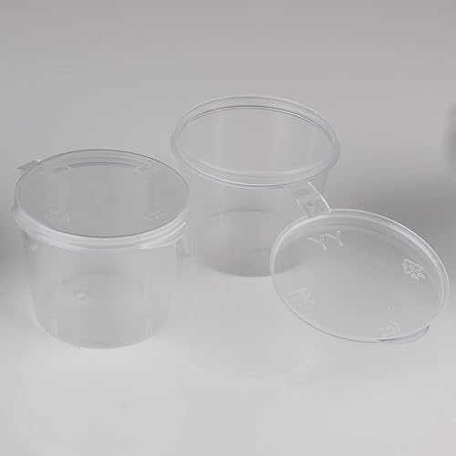 Miniatura 3 de WARMBUY Vasos desechables de plástico de 1 onza con tapas adjuntas para salsas, aderezos de ensalada, pinturas, 100 unidades