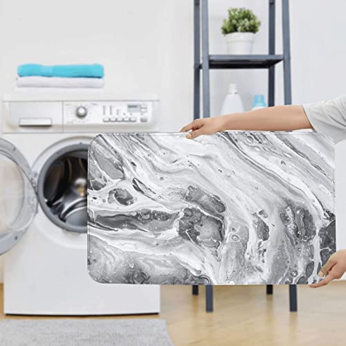 ARLTTH Badematte Mit Marmorstruktur, 3-teiliges Badezimmerteppich, Rutschfester Und Weicher, Saugfähiger Polyester-Teppich, U-förmiger Konturteppich Und Toilettendeckelbezug (weißer schwarzer Marmor) – Bild 8