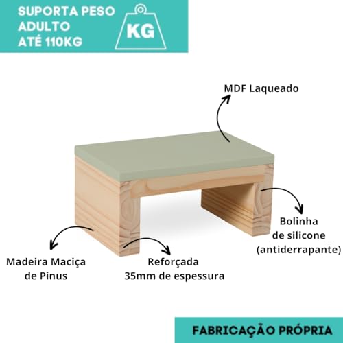 Escada Infantil Madeira Quarto E Banheiro Banquinho Verde Cha