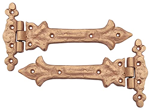 Image of Adonai Hardware Adonijah Antique Cast Iron Strap T Hinge (7.9 inch x 2 Pack, Copper Finish) for Barn Doors, Gates, Kitchen Cabinets, Sheds, Wooden Box, Furniture, Cedar Chest and Trunks