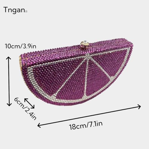 Image of Women Cute Fruit Evening Clutch Sparkling Rhinestones Purse Crystal Banquet Prom Shoulder Bag