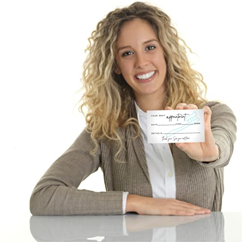 Dental Appointment Reminder Cards | 50 Pack | Teeth Whitening, Dental Office, Client Reminder, Patients, Pediatric Dentist, Orthodontics, Bulk 2X3.5” Minimalist Teal Toothbrush #TOP6