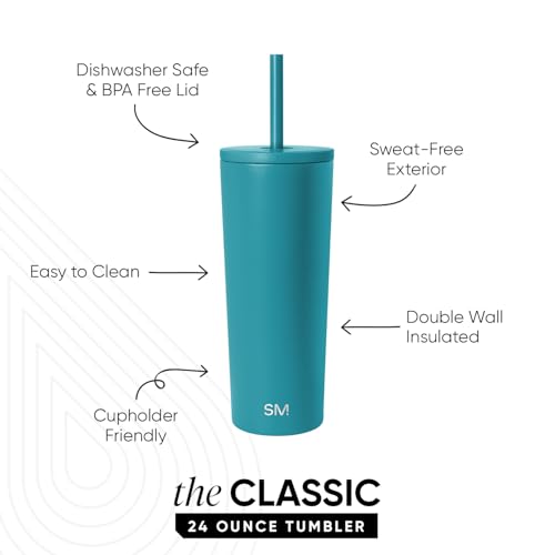 Image of Simple Modern Classic Tumbler with Straw Lid | Insulated Iced Coffee Cup Reusable Stainless Steel Water Bottle Travel Mug | Gifts for Women Men Her Him | 24oz | Maui