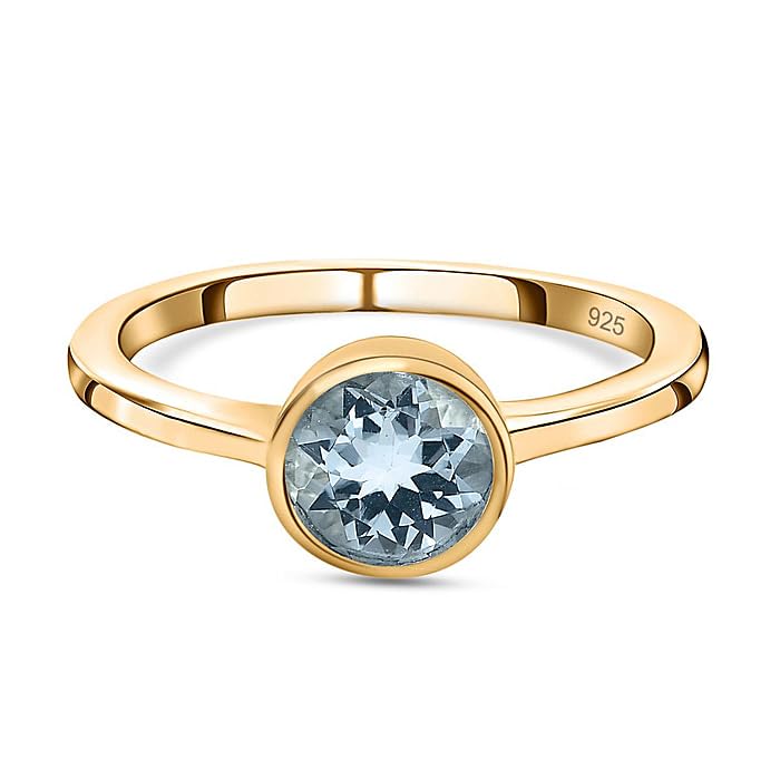 Image of 925 Sterling Silver 18K Gold Plated Birthstone 2 Ct Solitaire Natural Gemstone Ring for Women | Fine Jewelry Gift for Wife, Girlfriend, Sister, Birthday, Anniversary, Rakhi, Rakshabandhan, Valentine's